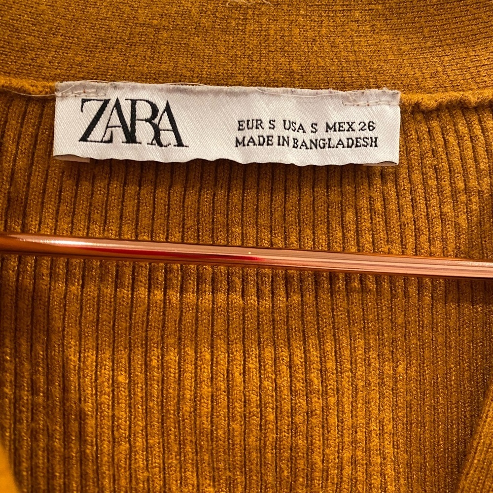 Zara Mustard Ribbed Cardigan Size Small - Picture 2 of 3